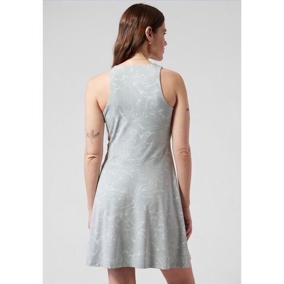 ATHLETA Santorini Thera Printed Dress Ripple Marble Gray Sleeveless Size Small - Picture 2 of 8